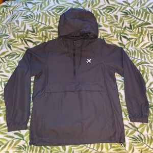 SERENGETEE Travel More 100% Nylon Gray Windbreaker Quarter Zip Hoodie